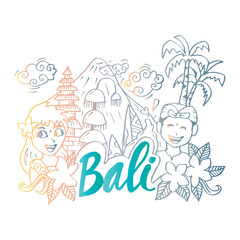 Obraz na płótnie Canvas Bali sign on hand drawn doodle 