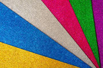 Colored foamiran sheets with sparkles. Multicolored set.