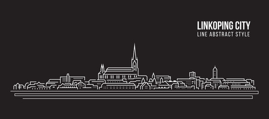 Cityscape Building Line art Vector Illustration design - Linkoping city