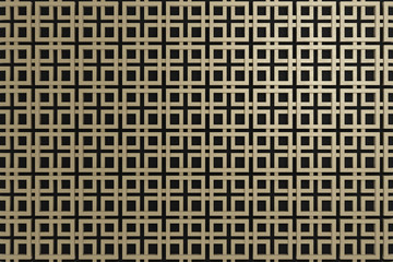 abstract 3d render, black background with wood blocks oriental style