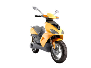 Yellow moped scooter Transport wheel 3d render on white no shadow