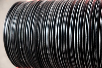 Alte schwarze Vinyl Schallplatten mit Musik der Fünfzigerjahre, Sechzigerjahre, Siebzigerjahre auf...