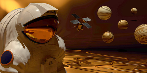 astronaut at work in space
