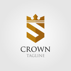vintage crown logo and letter S symbol - obrazy, fototapety, plakaty
