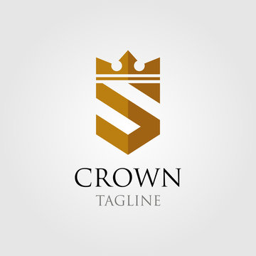 vintage crown logo and letter S symbol