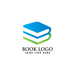 Letter B Book Blue Green Logo Design Template