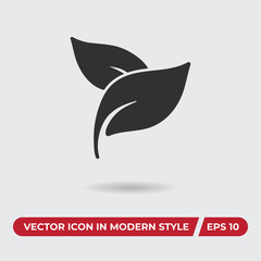 Leaves vector icon in modern style for web site and mobile app