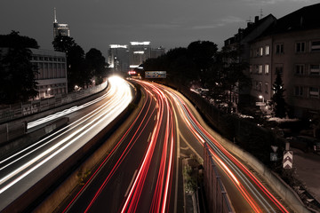 Night traffic highway