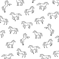 Cartoon happy horse - simple trendy pattern with horse. Flat vector illustration for prints, clothing, packaging and postcards. 