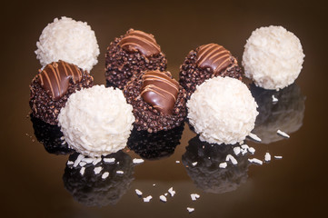 Chocolates selection Truffles and pralines delicious Swiss sweets
