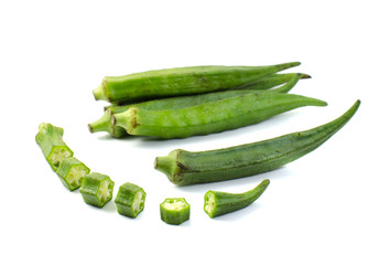 okra slice isolated on white background