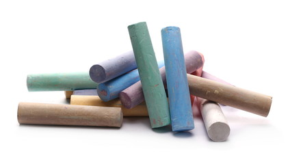 Colorful chalks isolated on white background