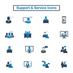 Support and Service Icon Set. Flat style vector EPS.