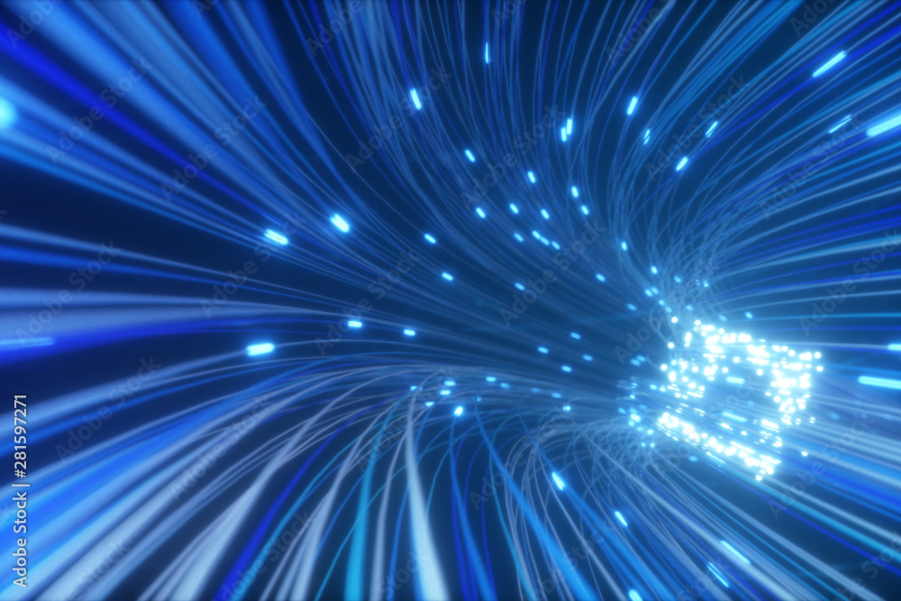 Aufkleber abstract 3d illustration background of moving of lines for fiber optic network creating technology t
