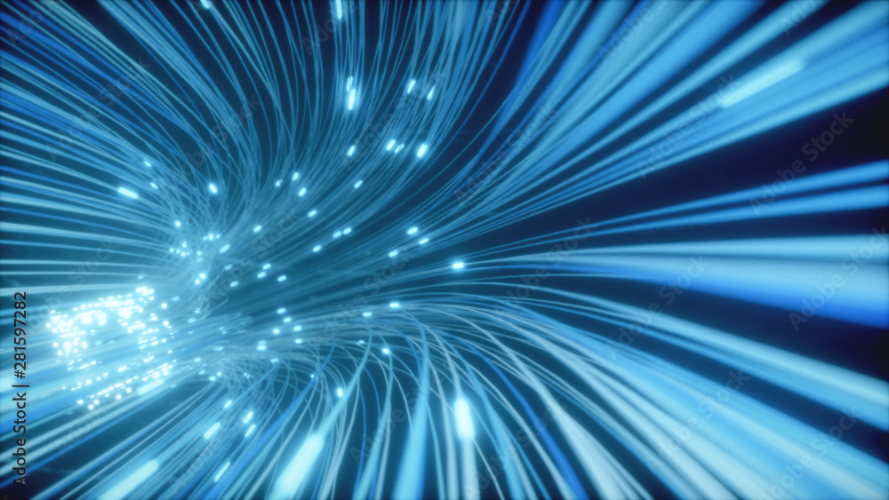 Poster abstract 3d illustration background of moving of lines for fiber optic network creating technology t