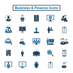 Business and finance icon set. Flat style vector EPS.