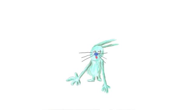 Stick figure 2d hand drawn rabbit shaking hands cartoon animation character