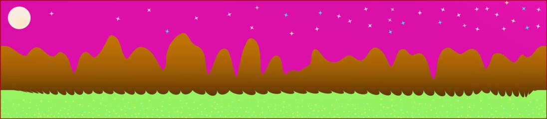 Pink sky, and mountains landscape. 