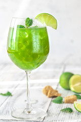 Glass of green mojito
