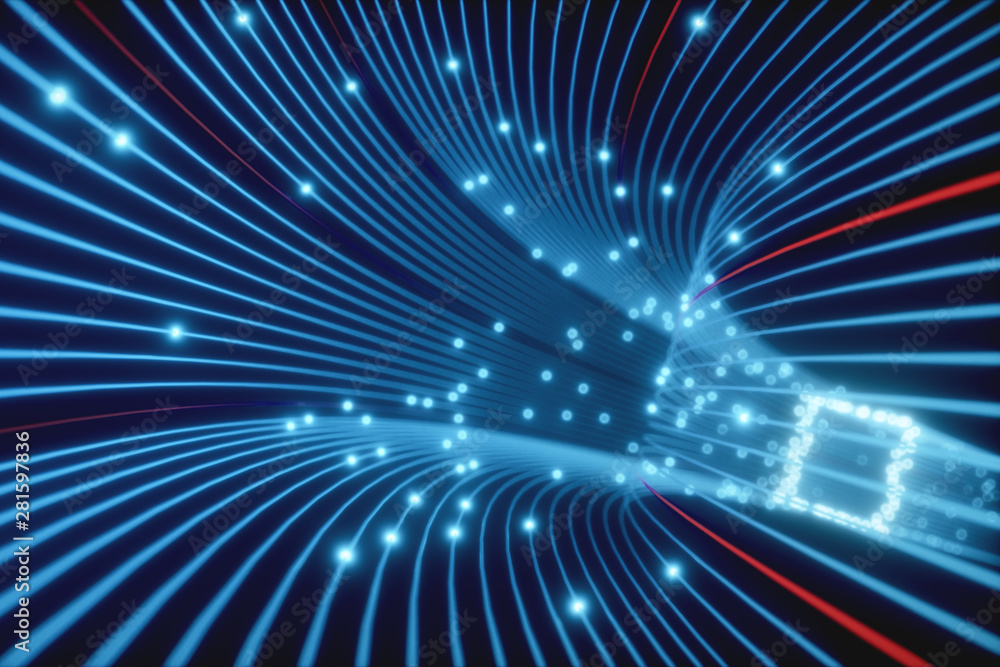Poster abstract 3d illustration background of moving of lines for fiber optic network creating technology t