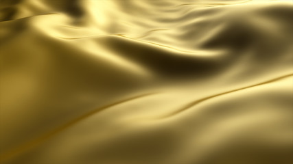 Fototapeta premium Golden wave background. Abstract 3d illustration of gold liquid background. Gold texture. Cloth, velvet, lava, nougat, caramel, amber, honey, oil.