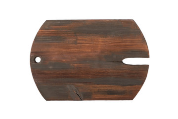 Kitchen, cutting, wooden board handmade on a white background.
