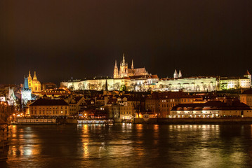 Fototapeta na wymiar Prague panorama night scene, Prague Czech Republic