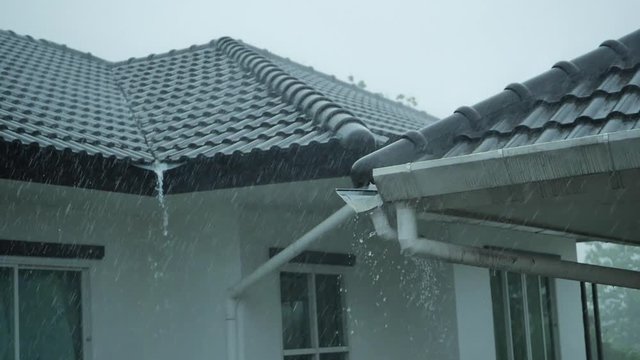 slow motion rain storm monsoon in weather bad day