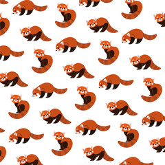 Cartoon happy red panda - simple trendy pattern with animals. Flat vector illustration for prints, clothing, packaging and postcards.  © Lili Kudrili