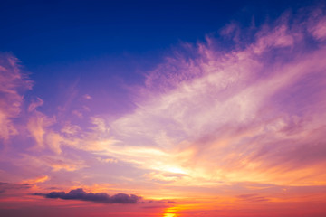 beautiful of Stratus cloud in sunset background for forecast and meteorology concept
