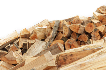 A large pile of carcasses beech firewood.