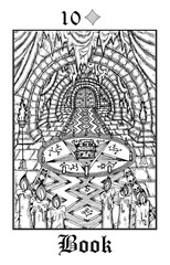 Book. Tarot card from vector Lenormand Gothic Mysteries oracle deck.