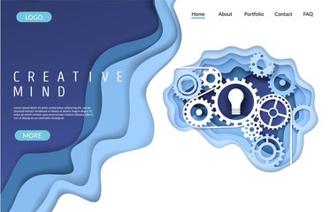 Creative mind vector website landing page design template
