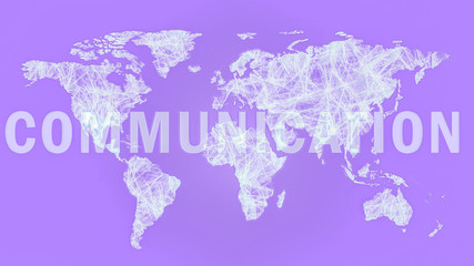 Communication across the worldmap purple