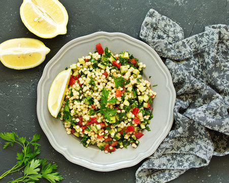 Taboulet salad with bulgur. Eastern cuisine.