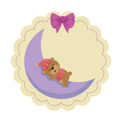 baby shower card with little bear teddy sleeping