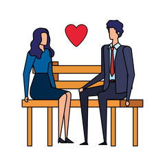 Obraz premium business couple lovers seated in the park chair with heart