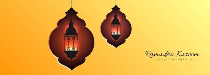 Obraz premium Ramadan Mubarak banner template design