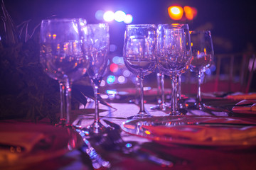 Glasses on a table during a banquet