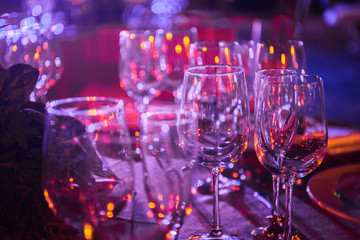 Glasses on a table during a banquet