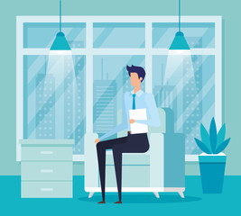 Obraz premium elegant businessman worker in the livingroom