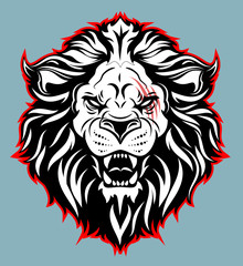 Portrait of a grinning lion