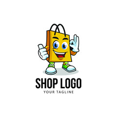 shopping bag mascot logo template, vector