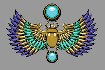 Sacred egyptian symbol - scarab beetle, vector graphics