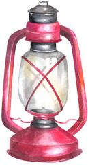 Red kerosene oil lamp