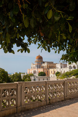 Santa cesarea terme in the province of Lecce in Salento, Puglia - Italy, with a view of the sea and the famous Palazzo Sticchi