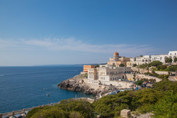 Fototapeta na wymiar Santa cesarea terme in the province of Lecce in Salento, Puglia - Italy, with a view of the sea and the famous Palazzo Sticchi