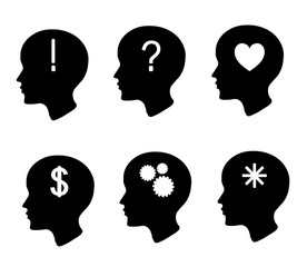 Head silhouette on a white background. Vector illustration.