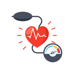 Blood pressure concept with blood pressure meter and heart
