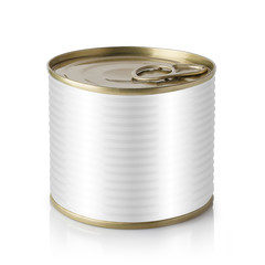 Metal tin can, isolated on white background